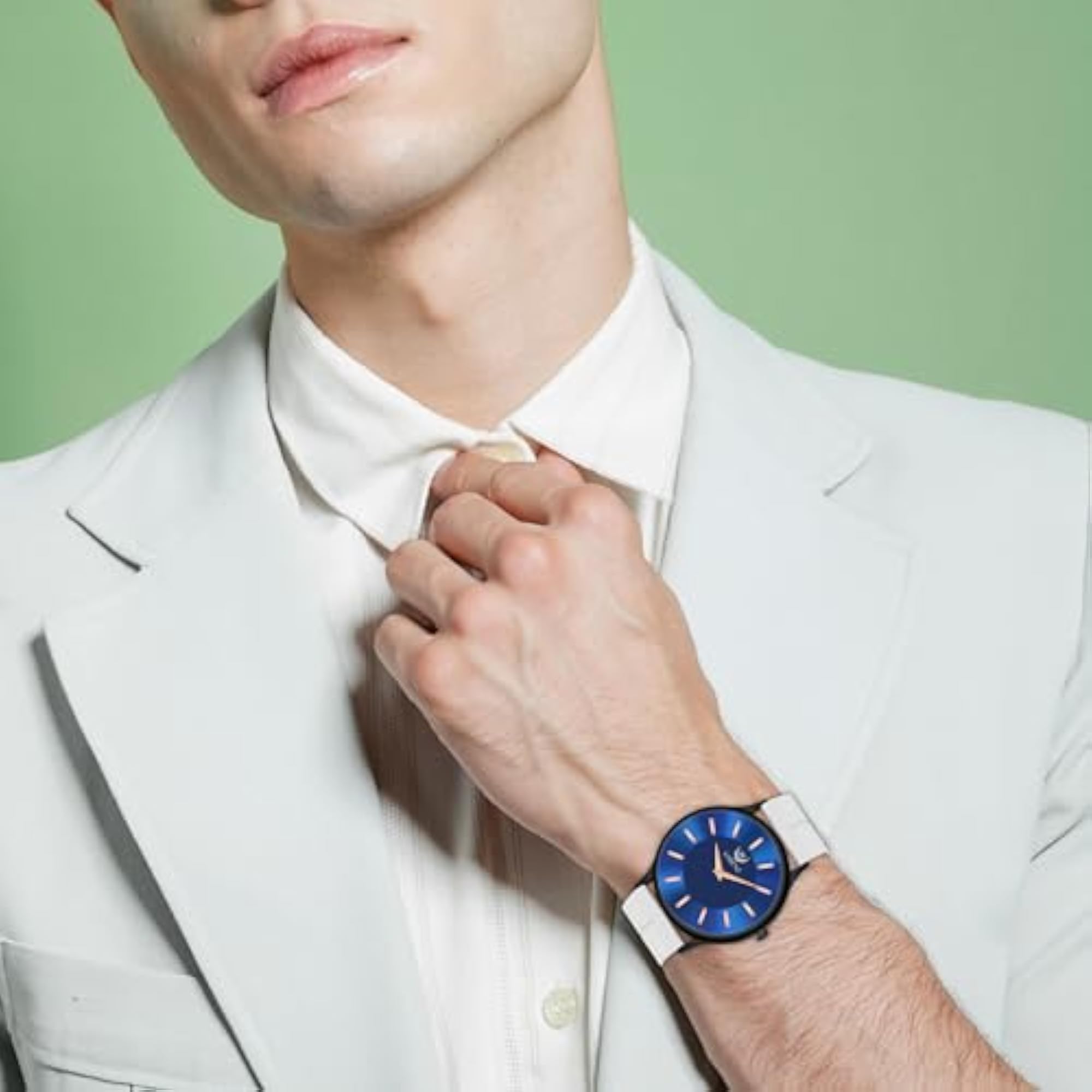 Men's Slim Case Analog Watch with Blue Magnetic Lock Strap